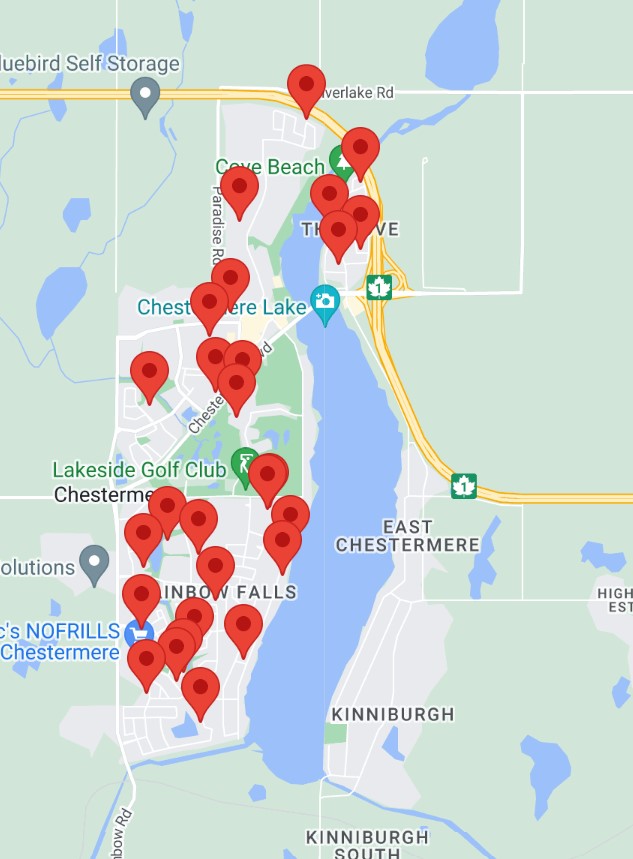 Chestermere Fall Parade of Garage Sales Map